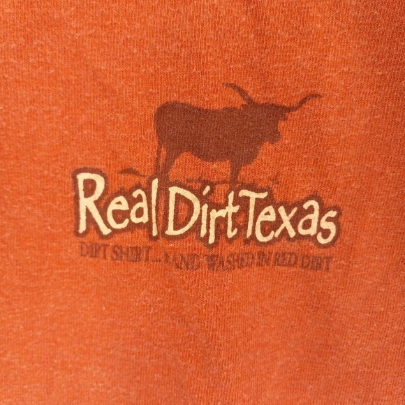 Mens Older Than Real Dirt Texas Graphic T-Shirt Orange Crew Neck Tee M - Picture 2 of 4